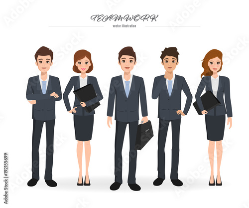 Business people teamwork with business men and business women. Vector illustration cartoon character. © Felizlalala