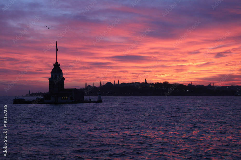 Skyline of Istanbul and a Maiden's Tower