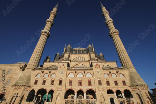 Facade of Selimiye Mosque in Edirne, Turkey