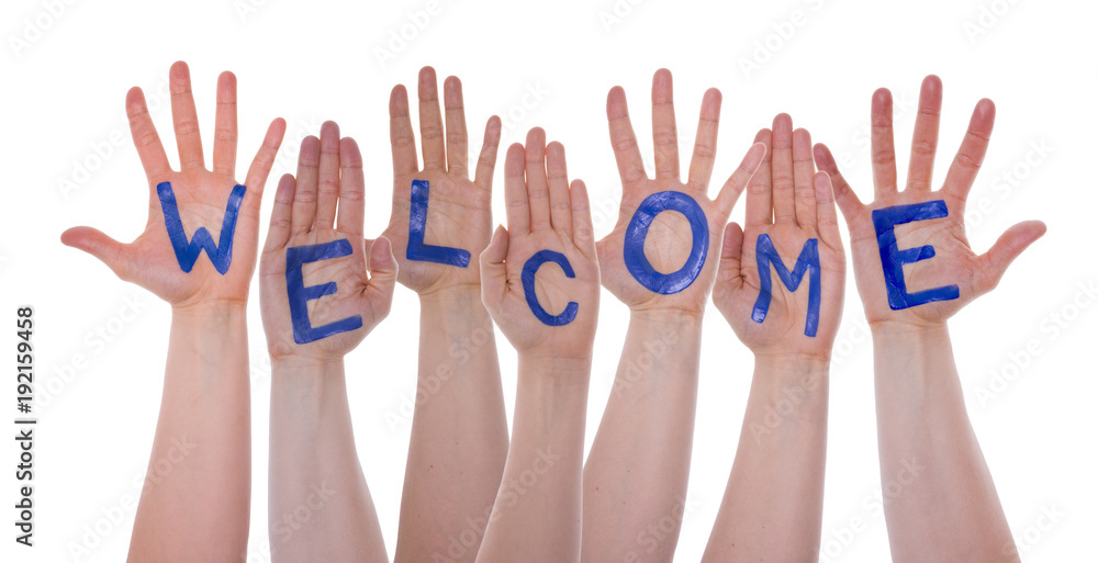 Word Welcome On Hands, On White Word Welcome On Hands, On White