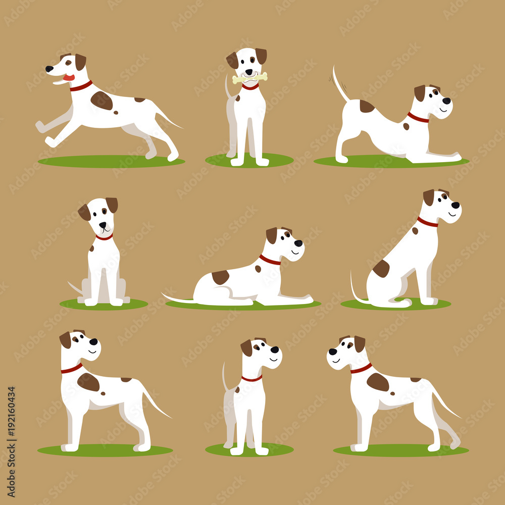 Fototapeta premium Cartoon Color Funny Puppy Icons Set. Vector