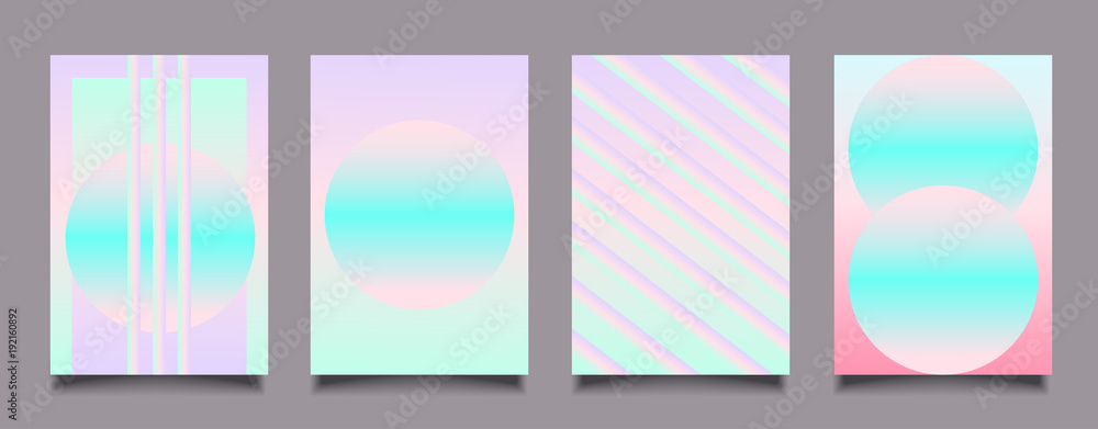 Trendy illustration poster holographic pink blue neon style
