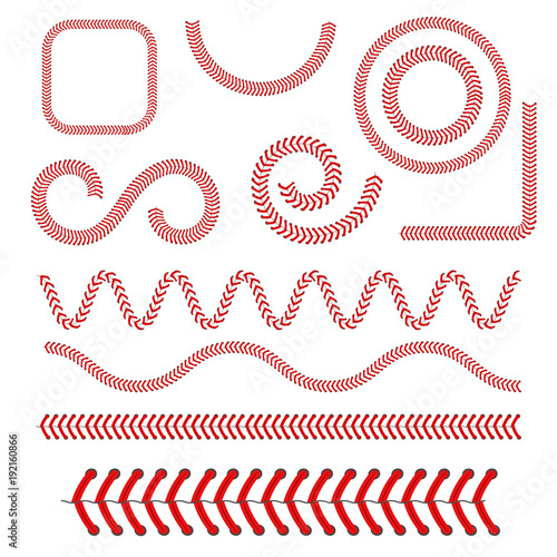 Red Lace from a Baseball Set. Vector
