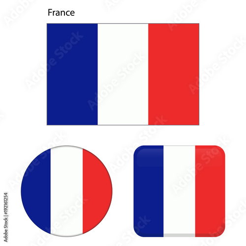 Free Download Flag of France. Correct proportions, elements, colors. Set of icons, square, button. Vector illustration on white background. - GFXLoad