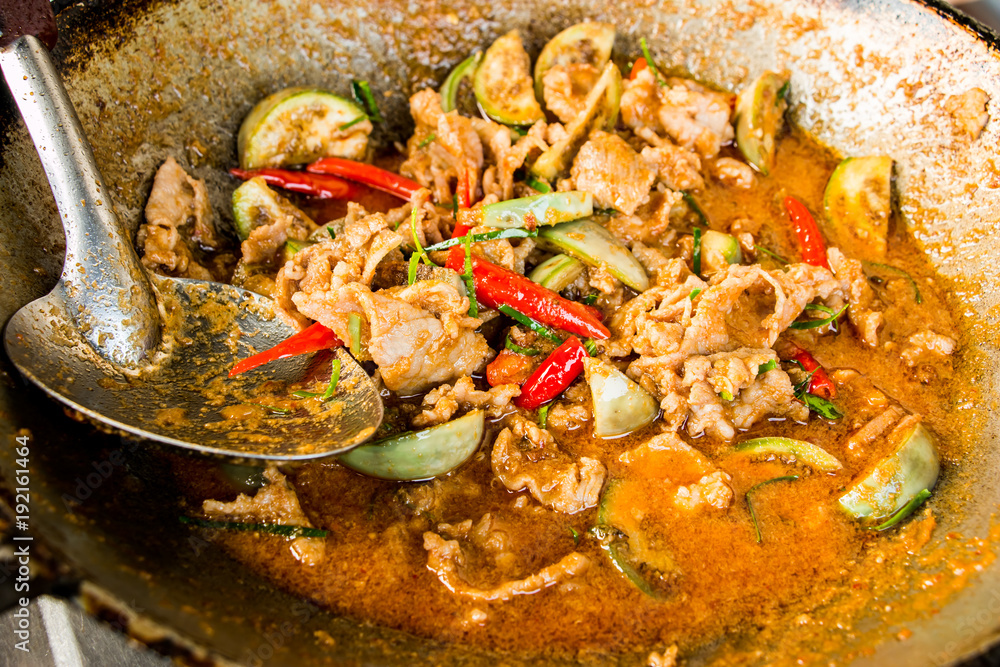 pork in spicy coconut cream pork in spicy coconut cream