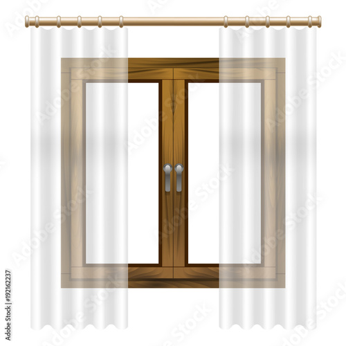 Realistic Detailed 3d Wooden Window Frame. Vector
