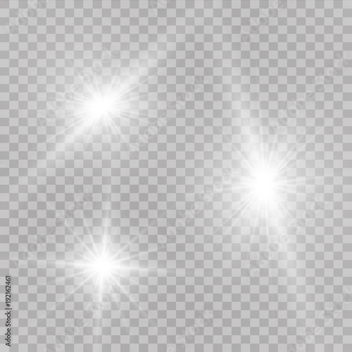 Vector illustration of abstract flare light rays. A set of stars, light and radiance, rays and brightness.