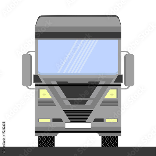 Grey Container Truck Icon on White Background. Front View. Cargo Delivery. Car Eurotrucks Delivering Vehicle