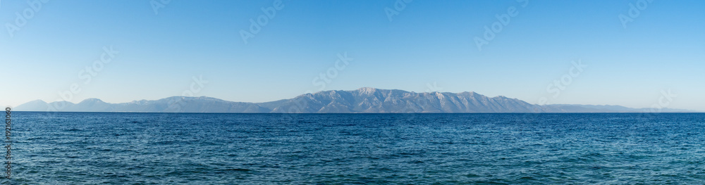 Beautiful landscape of Makarska riviera with high mountains Beautiful landscape of Makarska riviera with high mountains