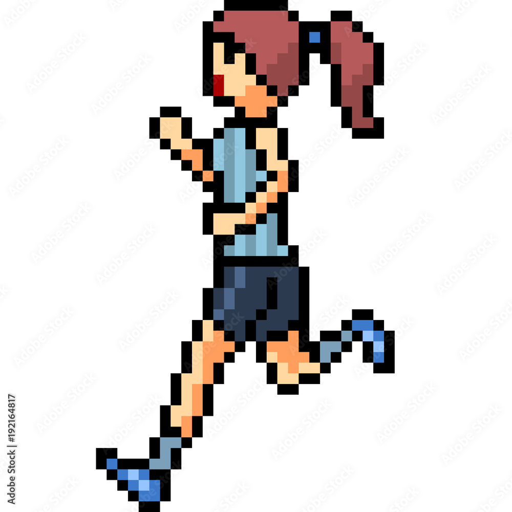 vector pixel art woman run vector pixel art woman run