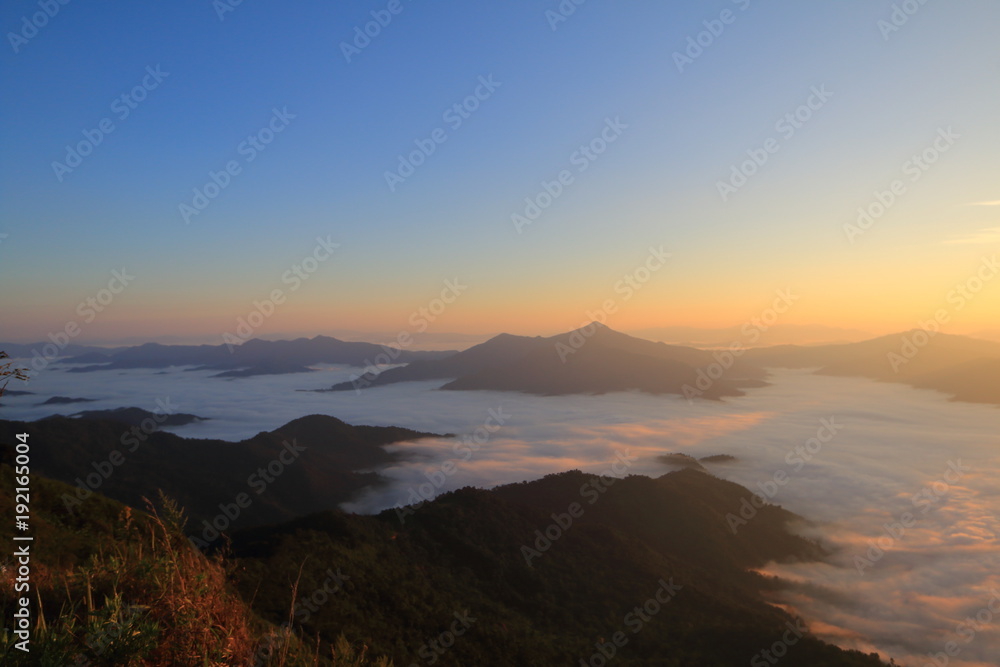 morning  in mountain and fog winter Thailand