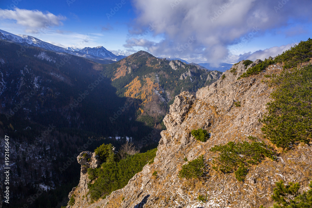 Sarnia Skala peak in Tatra mountains at winter, Poland