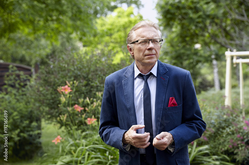 Worried man in the garden