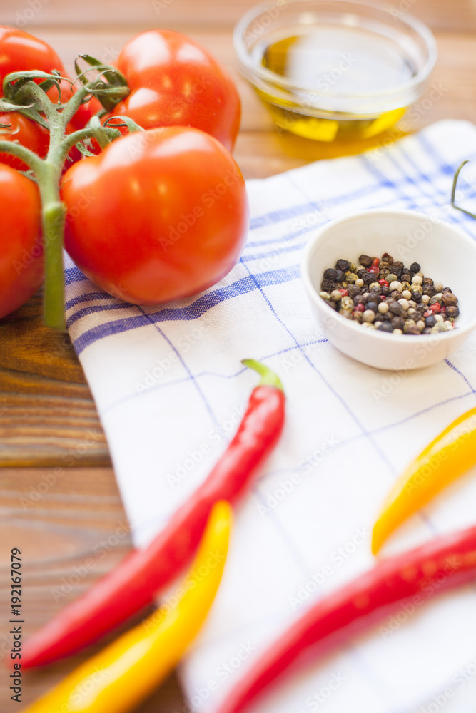 Cooking ingredients on a wooden table