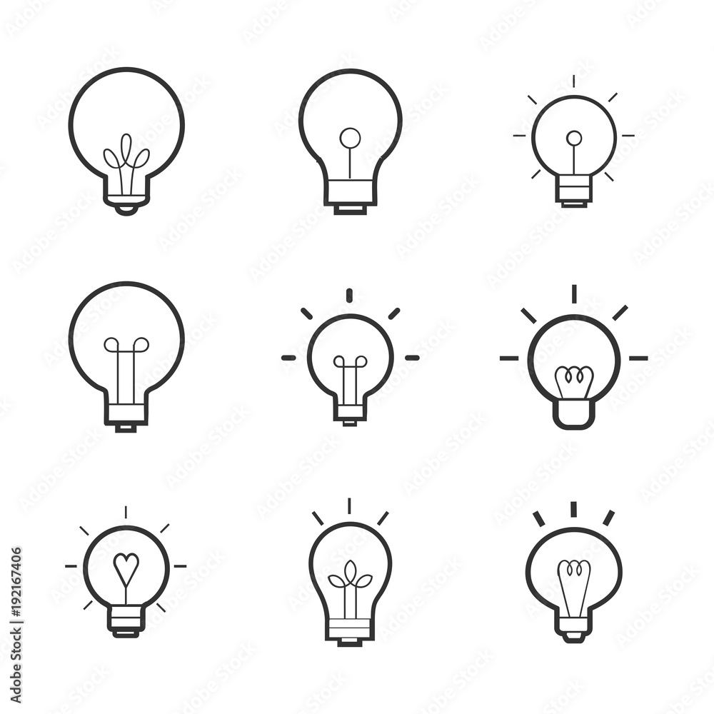 Light Bulb Vector Line Icon Set. Light Bulb Vector Line Icon Set.