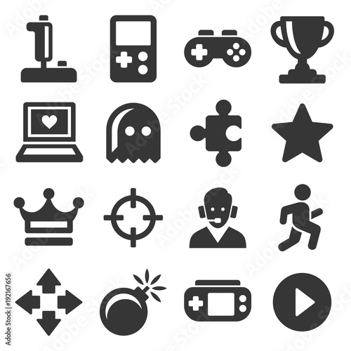 Video Game and Controller Icons Set. Vector photo