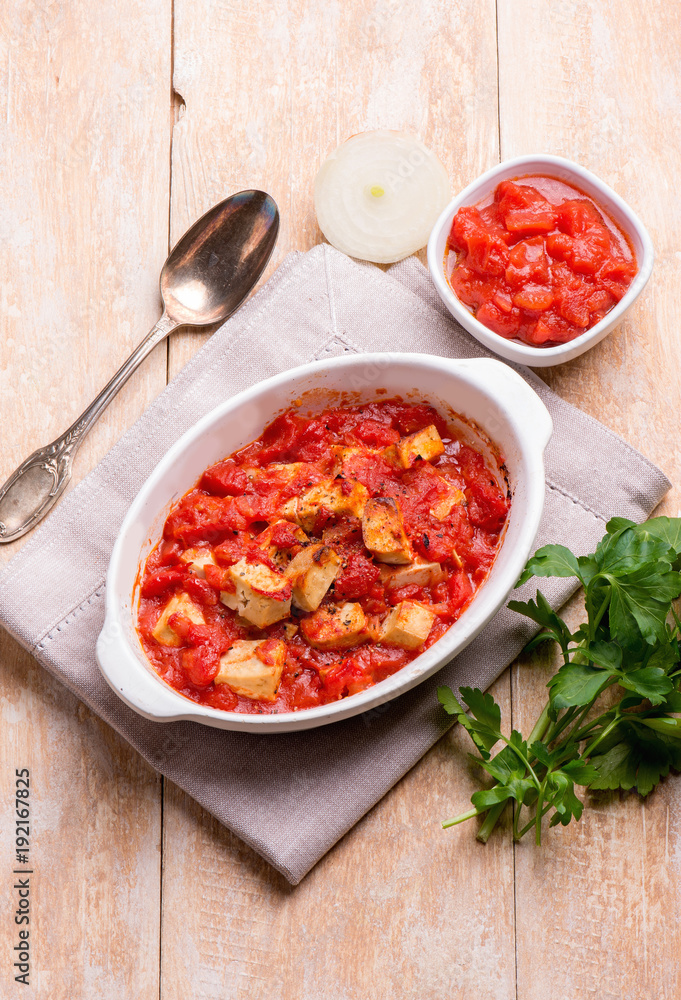 oven tofu with tomatoes sauce oven tofu with tomatoes sauce