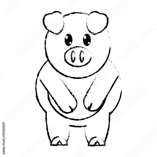 grunge adorable pig farm animal character