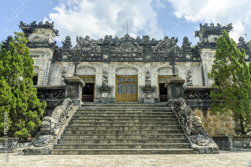 detail of the imperial tomb of Khai Dinh in the outskirts of the city of Hue in Vietnam.
