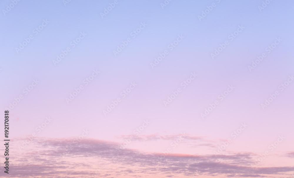 Blue and pink sky with clouds. Beautiful heaven.