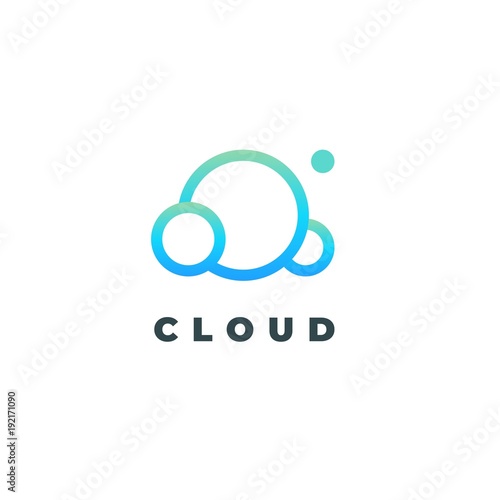 Outline gradient logo of cloud computing and synchronization