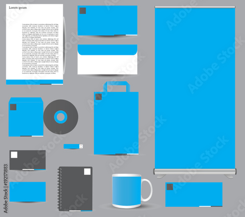 Set papelería corporativa vector azul