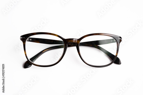 vintage glasses top view isolated on white background