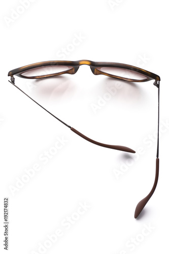 vintage sunglasses top view isolated on white background