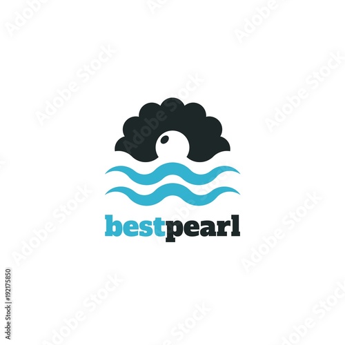 Minimalistic vector logo for marine store or pearl jewels