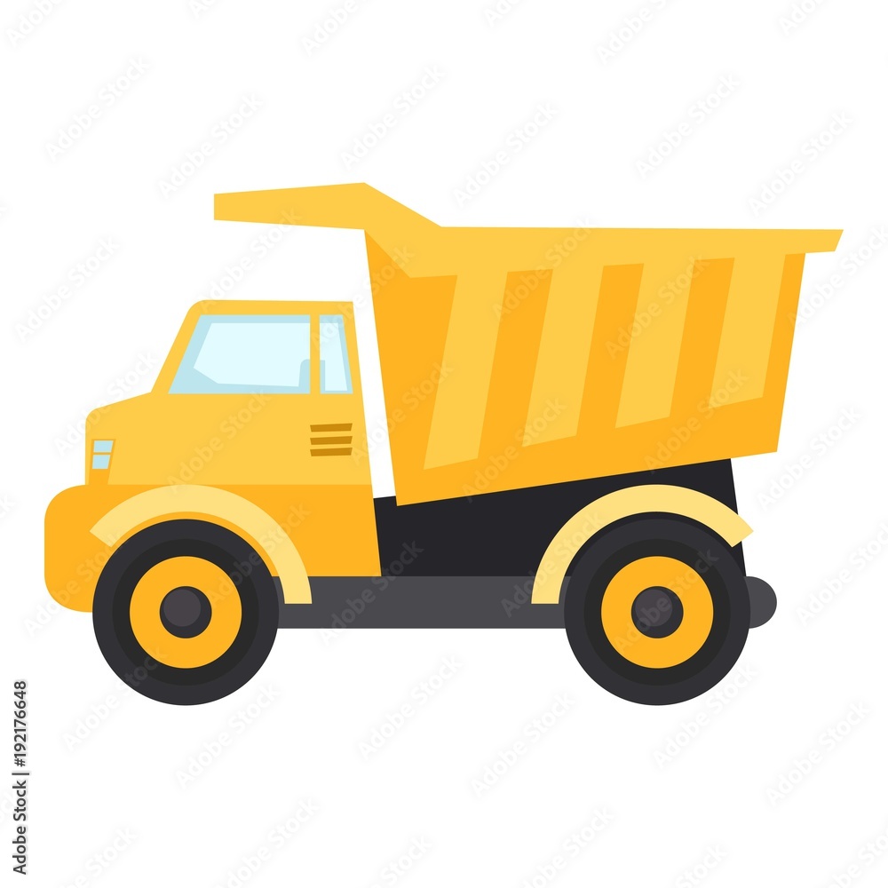 Construction truck icon, flat style Construction truck icon, flat style