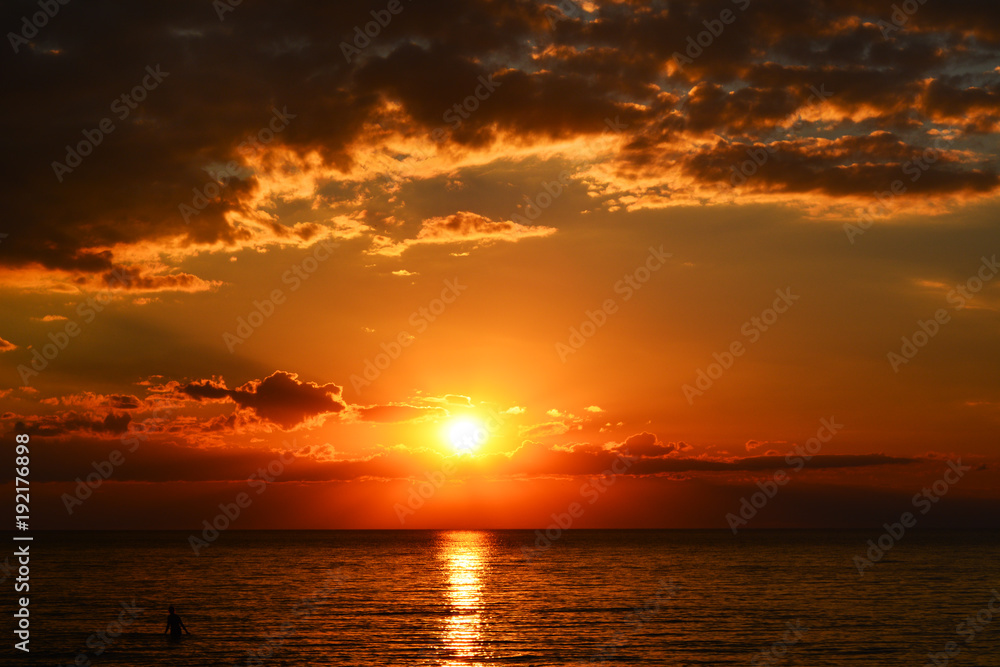 beutiful orange sunset on the sea