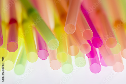 Colourful straws on a white background - macro detail photo