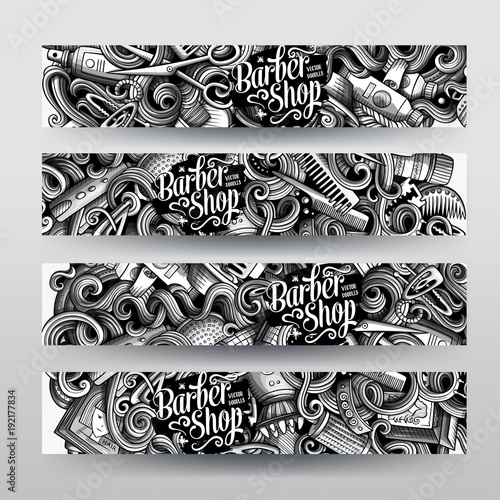 Cartoon graphics vector hand drawn doodles hairstyle horizontal banners