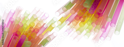 Colourful straws on a white background - macro detail