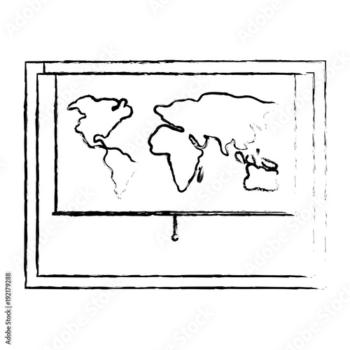 world map roller in chalkboard vector illustration design