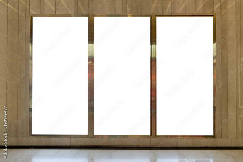Fototapeta premium Large blank billboard on a street wall, banners with room to add your own text