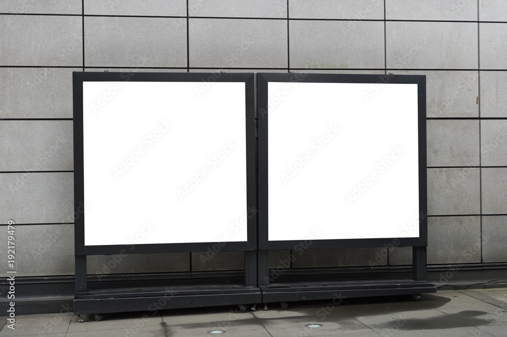 Large blank billboard on a street wall, banners with room to add your own text Large blank billboard on a street wall, banners with room to add your own text