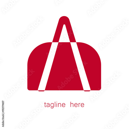 Red icon bag on white background.  Vector picture