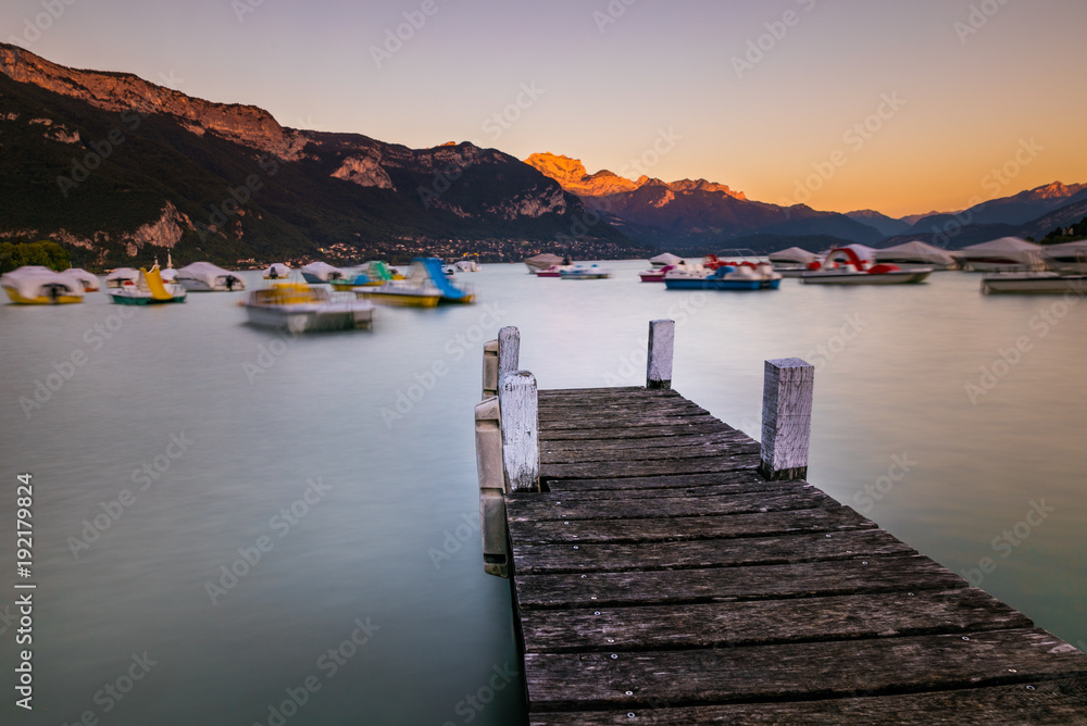 sunset on the lake of Annecy.