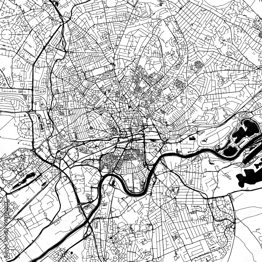 Nottingham Downtown Vector Map