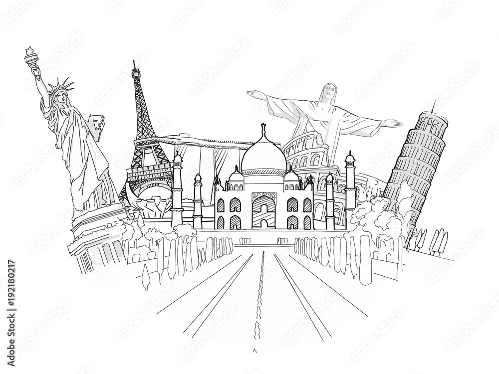 Obraz premium Travel to World Sketch