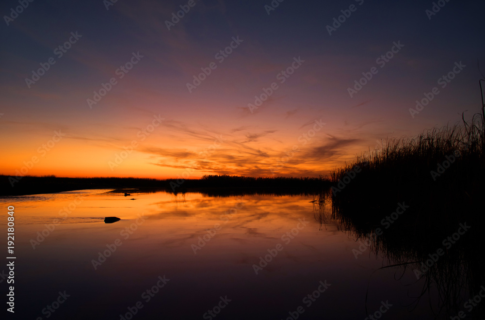 Beautiful sunset over the lake