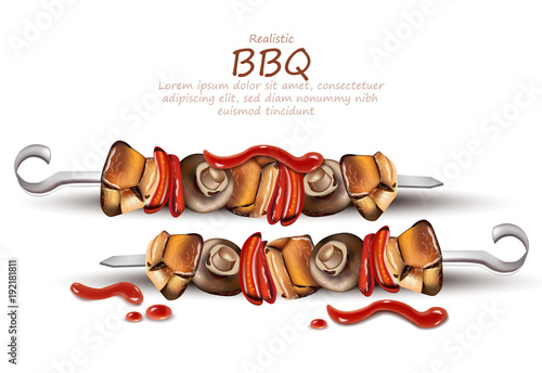 Barbecue Vector realistic. Label template design. product placement mock ups