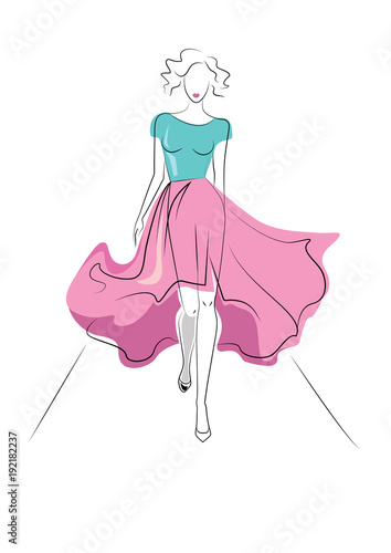 beautiful fashion model on podium