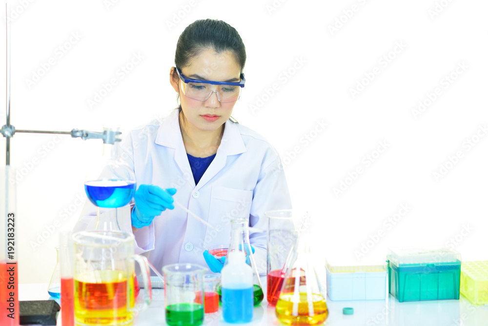 Asian female medical technologist working with chemical in research laboratory
Asian female medical technologist working with chemical in research laboratory