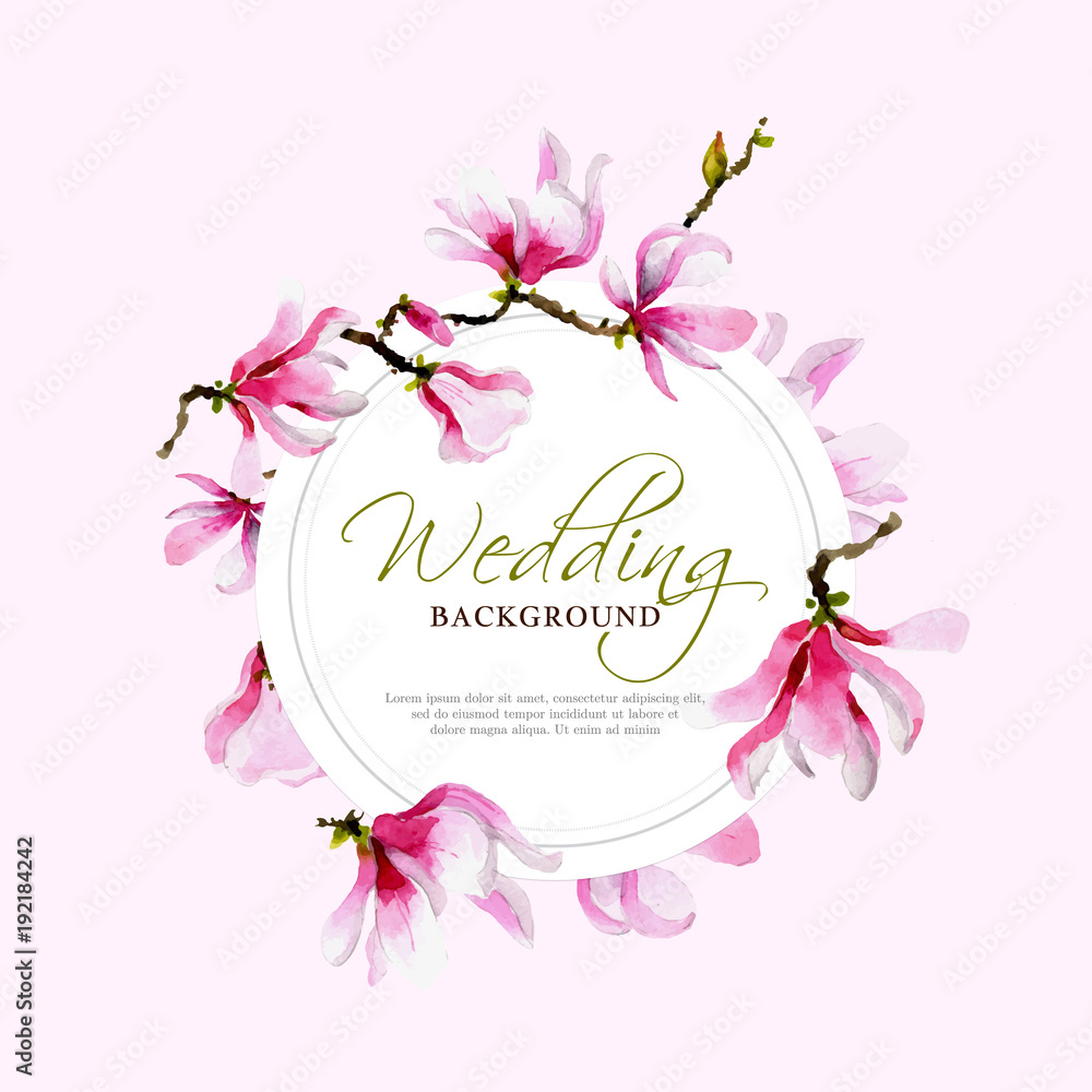 Naklejka premium Tender Magnolia frame in watercolor style