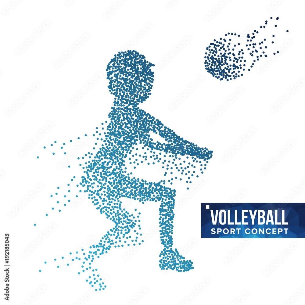 Volleyball Player Silhouette Vector. Grunge Halftone Dots. Dynamic Volleyball Athlete In Action. Dotted Particles. Sport Banner, Game, Event Concept. Isolated Abstract Illustration Volleyball Player Silhouette Vector. Grunge Halftone Dots. Dynamic Volleyball Athlete In Action. Dotted Particles. Sport Banner, Game, Event Concept. Isolated Abstract Illustration