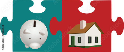 puzzle salvadanaio e abitazione casa
