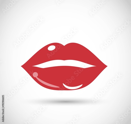 Beautiful red lips icon vector