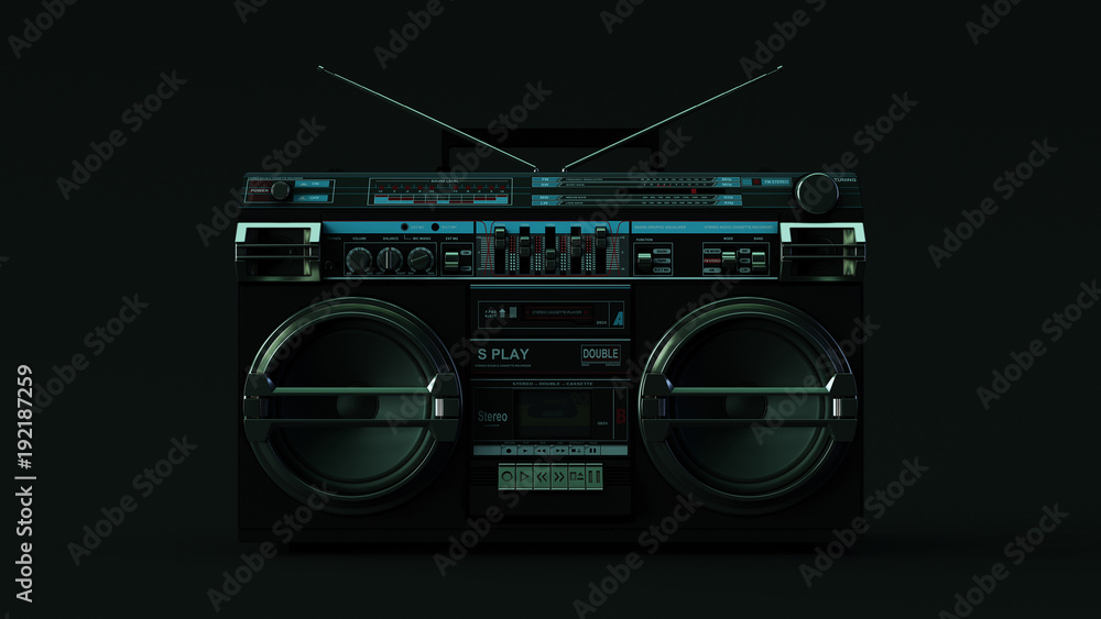 Fototapeta premium Boombox Moody 80s lighting 3d illustration
